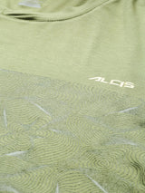 Alcis Men Olive Green Printed Round Neck T-shirt