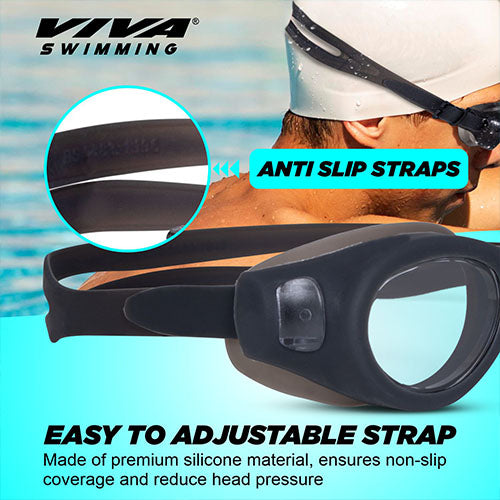 Viva Swimming VIVA-200 Swimming Goggles with Free Protective Case Pro Clear Lens & Wide-Vision Swimming Goggles with UV and Anti Fog Protection for Adult Men Women