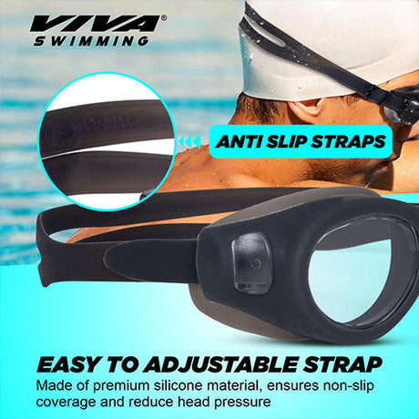 Viva Swimming VIVA-200 Swimming Goggles with Free Protective Case Pro Clear Lens & Wide-Vision Swimming Goggles with UV and Anti Fog Protection for Adult Men Women