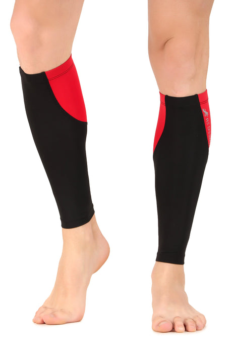 Nylon Compression Calf Sleeves (Black/Red)
