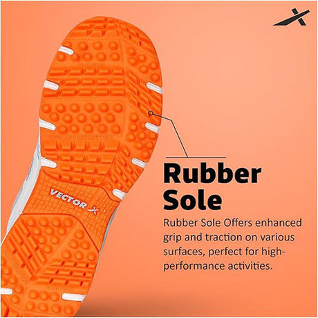 Vector X Swing 2.0 Cricket Shoes for Men & Boys Sports Shoes Lightweight Upper with TPU Fusing, EVA Midsole with Rubber Oustole Cricket Practice/Professional (Whie-Orange)