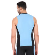 Nylon DC Compression Tshirt Cutsleeves Tights For Men (Black/Aqua)