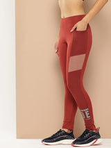 Alcis Women Maroon and Rose Pannelled Tights