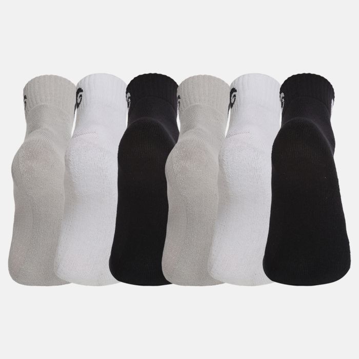 Performance Socks White Grey Black Ankle Size Pack of 6