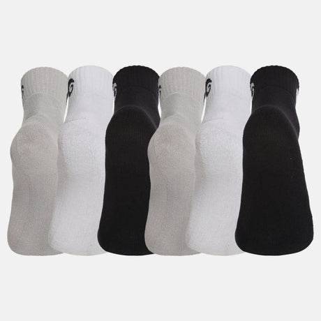 Performance Socks White Grey Black Ankle Size Pack of 6
