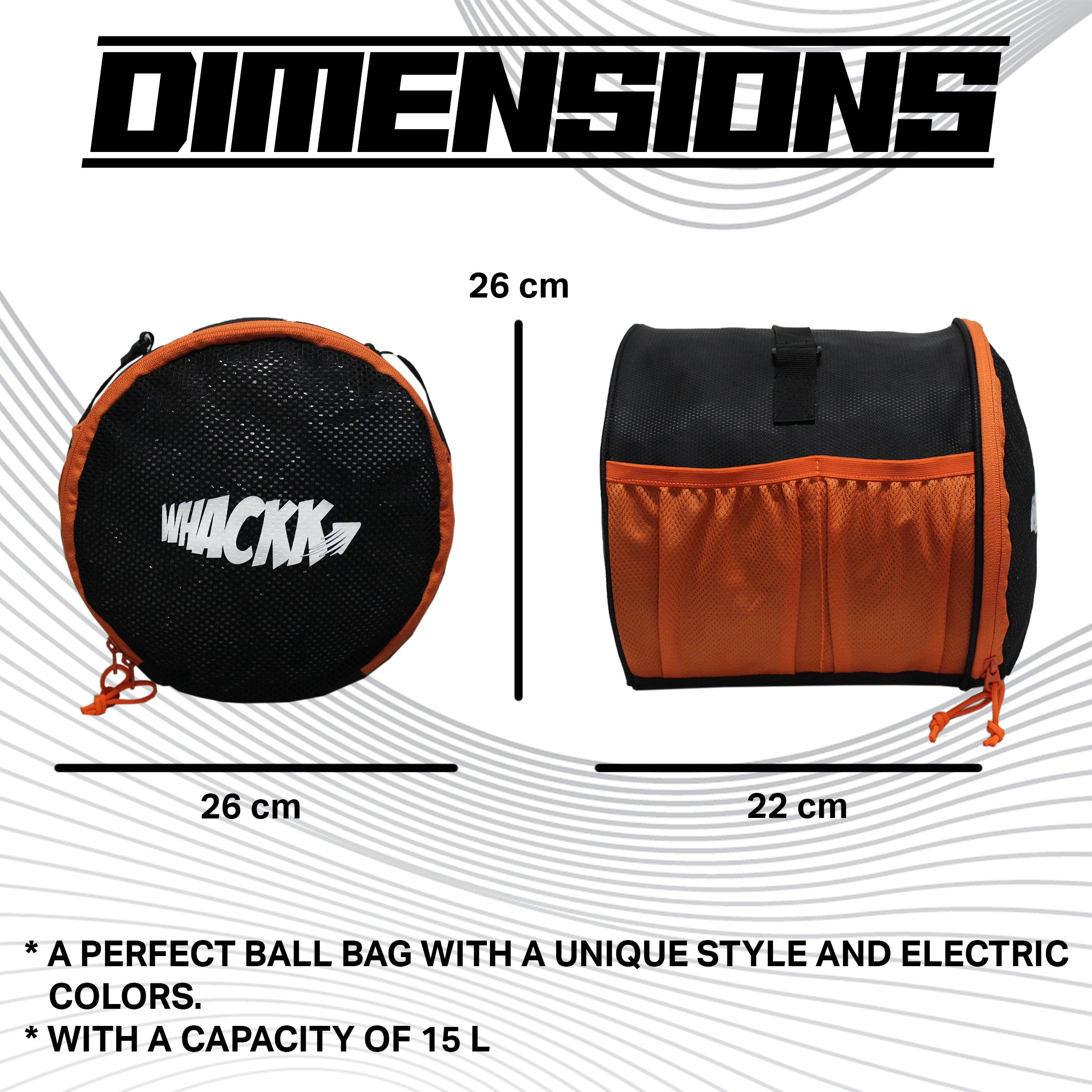Kick Black Orange Soccer Football Equipment Bags|Basketball Volleyball Bags |Adjustable Strap Backpack |Easy Access Pocket Mesh Bottle Holders | Ball Bag |Kitbag |Bag