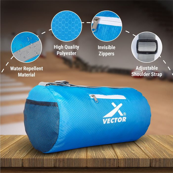 Vector X Attacker Polyester Gym Bag|Shoulder Bag|Sports Bag|Sports & Travel Bag|Duffle Bags for Men & Women|Exercise and Fitness|Black | Capacity - 20 Liter