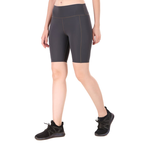 Nylon Compression Shorts For Women (Dark Grey)