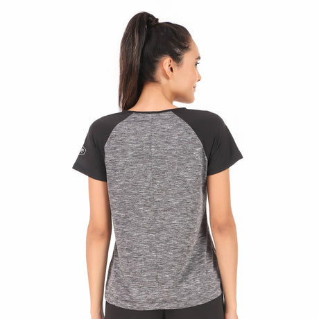 Performance Raglan Sleeves Tshirt For Women (Black Melange)