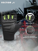 Vector X VX 500 Gym Fitness Fingerless Gloves for Men Women Sports Practice Gloves with Wrist Support Accessories