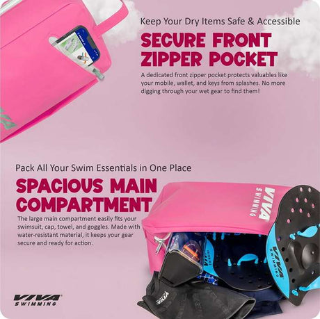 Viva Swimming SEA-Hoax Unisex Spacious Main Compartment kit Bag for Carrying Swimming Accessories Like Goggle, Cap, Kickboard+Extra 1 Side Pocket|Lightweight, Waterproof, Durable