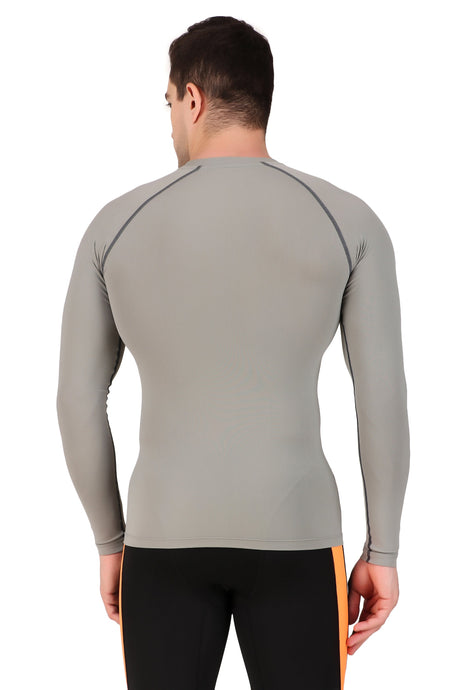 Nylon Compression Tshirt Full Sleeve Tights For Men (Light Grey)