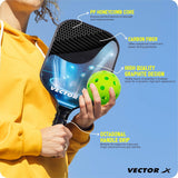 Vector X Graphite Pickle Bat 16 MM, Lightweight Carbon Fiber Material, Face Honeycomb Composite Core Paddle Low Edge Guard, Durable, Lightweight Pickleball Racket