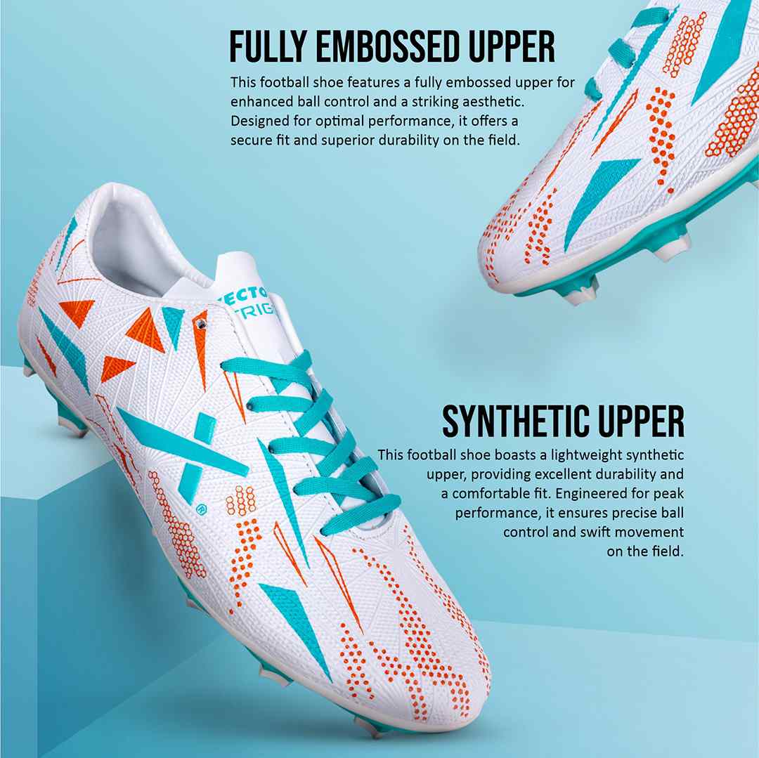 Vector X Trigger Football Shoe/Studs, Double Colored TPU Sole, Padded Footbed, Premoulded Heel Shoe for Men