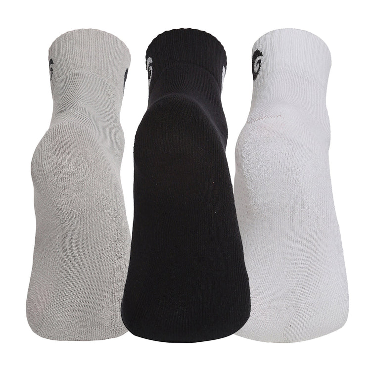 Performance Socks White Grey Black Ankle Size Pack of 3