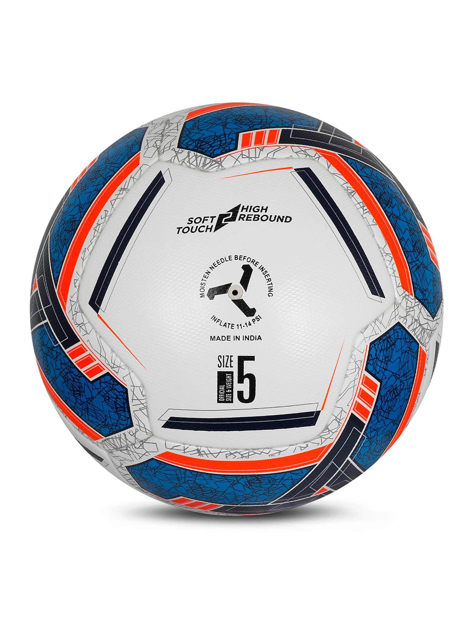 Vector X 8 Panel Callisto Microfiber Embose PU Thermobonded FIFA Quality Indoor/Outdoor Football with Latex Bladder, Blue-Orange, Size 5, Suitable for Match and Training for Adults