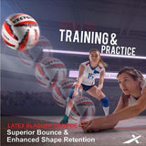 Vector X 18 Panel Flame Rubber Hand Stitched Indoor/Outdoor Volleyball with Latex Bladder, White-Red-Blue, Size: 4 (Suitable for Practice/Match/Beach) + Free Air Needle