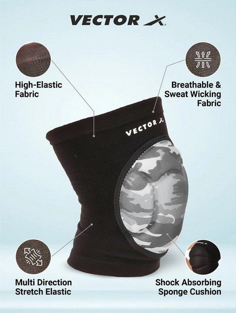 Vector X Camo Knee Support Single Piece For Sports, Pain Relief, Knee Compression Support, Exercise, Running, Cycling, Knee Cap Guard Brace Knee Support For Men And Women