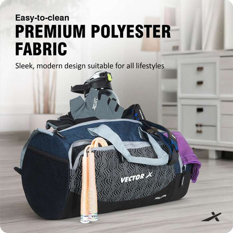 Vector X Miller Gym Bag for Women & Men, Sports Travel Duffel Bag Workout Bag Unisex | Water Resistant | Adjustable Shoulder Strap | Fitness Workout Carry Bag with Multiple Pockets