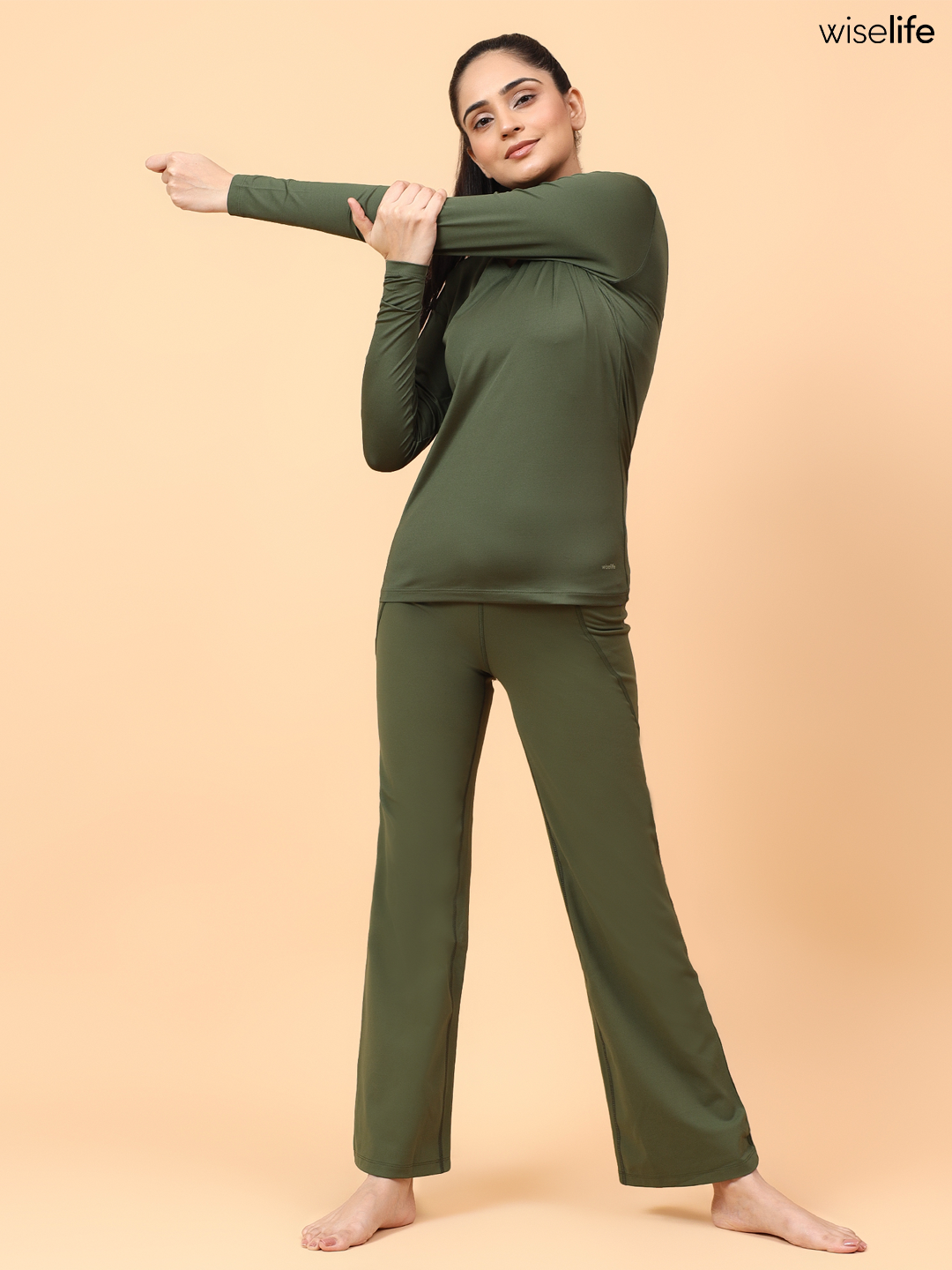 Active Full Sleeves T-shirt (Olive green)