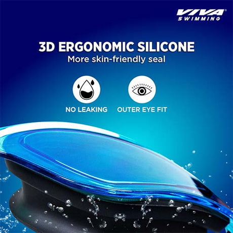 Viva Swimming Unicorn Clear Mirror Lens & Wide-Vision Swim Goggles for Swimming Practice, Training, Competition| Anti-Fog, UV Protection| Branded Case Packing  for Professional Players Adult Men Women