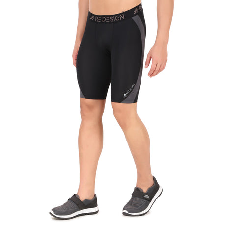 Nylon DC Curve Compression Shorts and Half Tights For Men (BLACK/D.GREY)