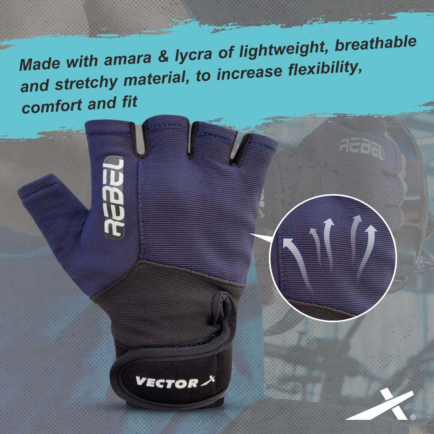Vector X Rebel Unisex Workout Weight Lifting Gloves for Men and Women with Wrist Support,Fingerless Grip for Weightlifting,Cycling,Exercise,Training,Fitness