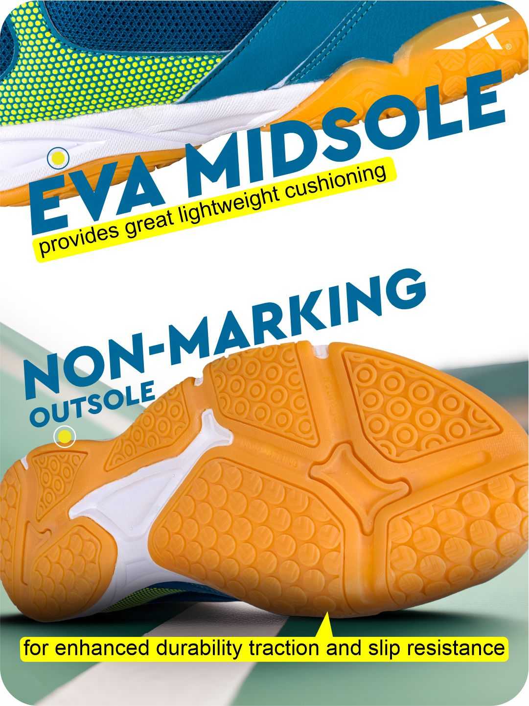 Xplode 7.0 Lightweight Non-Marking EVA Phylon Rubber Sole Badminton Shoes For Men