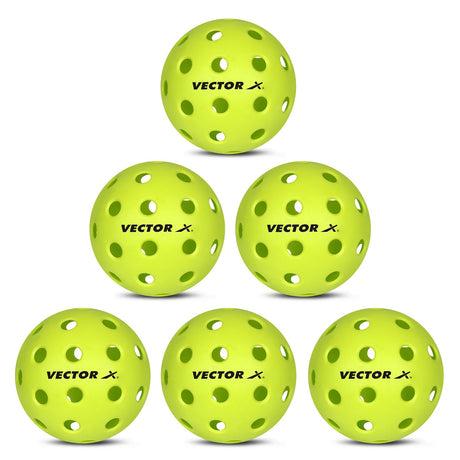 Vector X Pickleball-Softer Feel Recreational & Club Play Pickleball for Tournament and Competition, Perfectly Balanced, High Bounce True Flight, Ideal for All Skill Levels (Pack of 6)