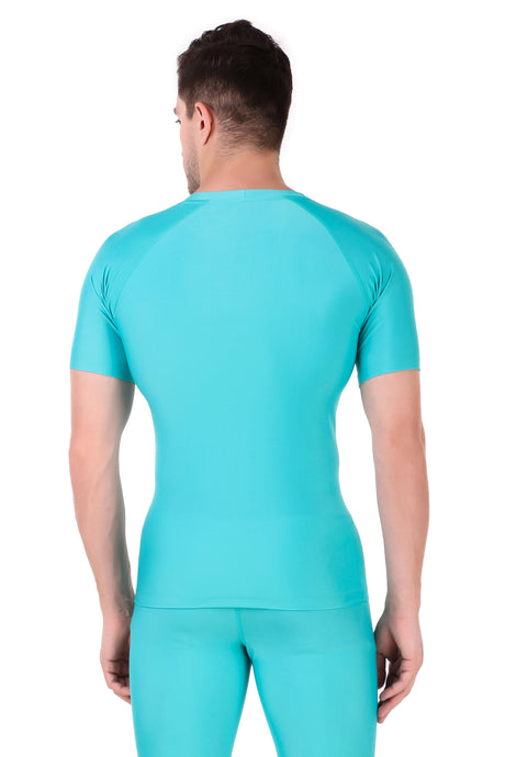 Men's Polyester Compression Tshirt Half Sleeve (Coral Green)