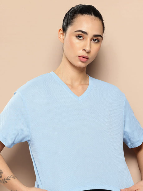 Alcis Women Blue Textura Crop Top
