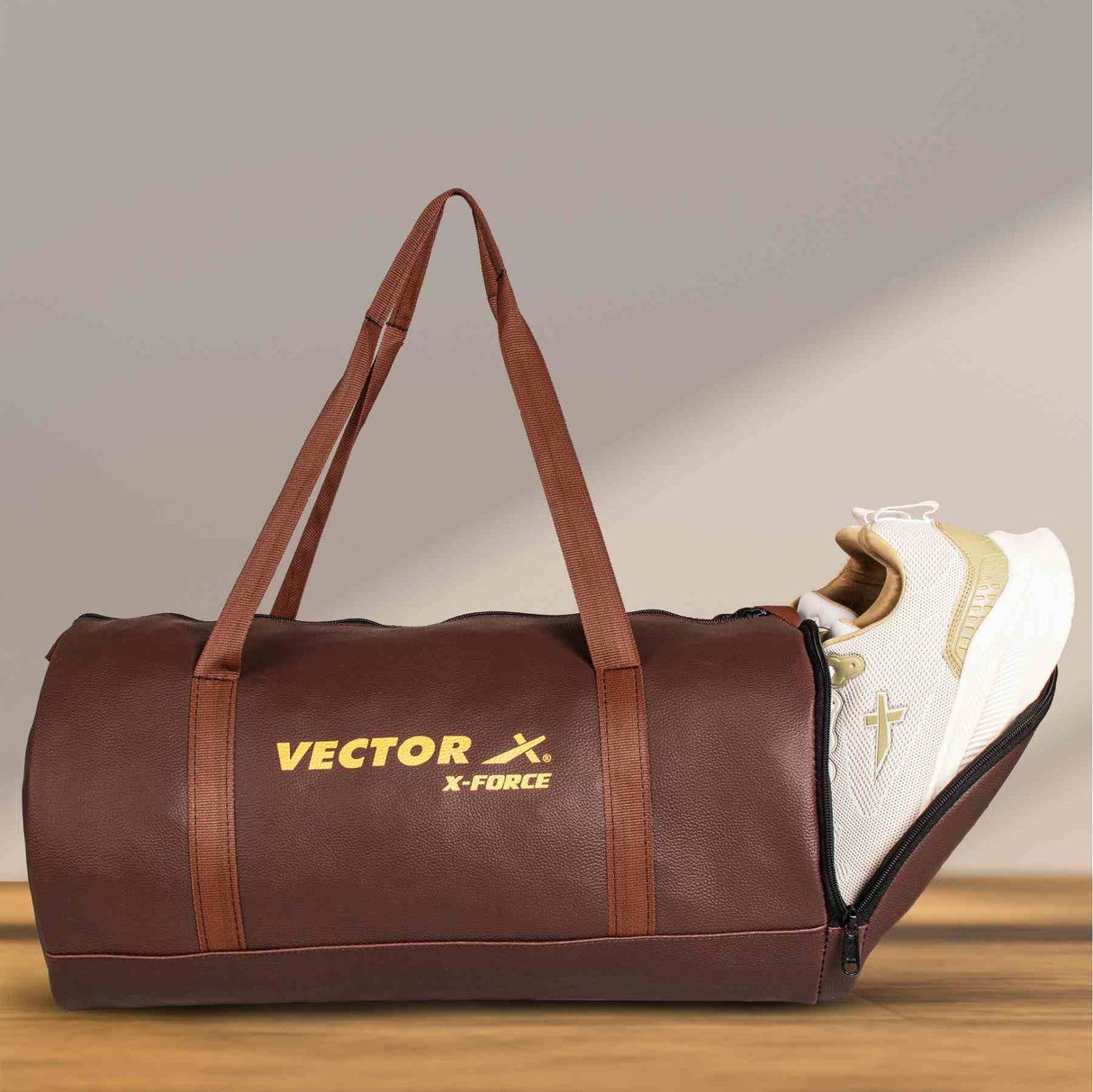 Vector X Leather Gym Bag Duffel Bag Shoulder Bag for Men and Women Carrying Gym Accessories