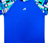 Redesign Boys Perfomance Tshirt (Geometric Blue) | Kids | KIBI Sports - crop-closeup