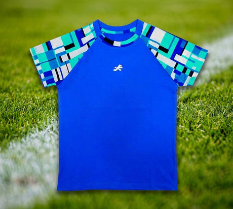 Redesign Boys Perfomance Tshirt (Geometric Blue) | Kids | KIBI Sports - bg-swap