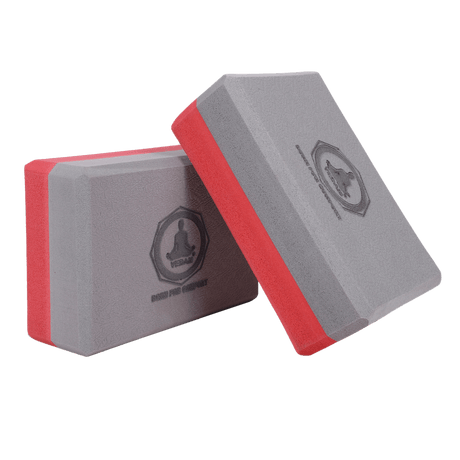 Vedam High Density EVA Foam Yoga Block Set of 2 For Men & Women (Red/Grey) | Industrial