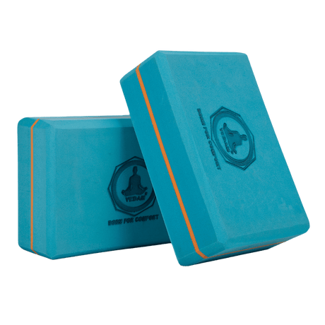 Vedam High Density EVA Foam Yoga Block Set of 2 For Men & Women (Aqua orange) | Industrial
