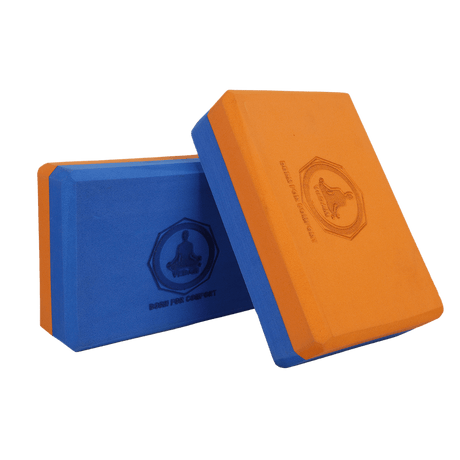 Vedam Yoga Block Set of 2  (Blue/orange) | Industrial