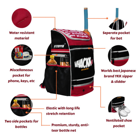 Blast Junior 37L Red Black|Cricket Kit Bag |1 Pocket for Bat |2 Water Bottle Holders|Upto 10yrs Kids Kitbag |Leg pad Upto 12.5 "|Shoe & Accessories Pockets |Lightweight |Dual Opening