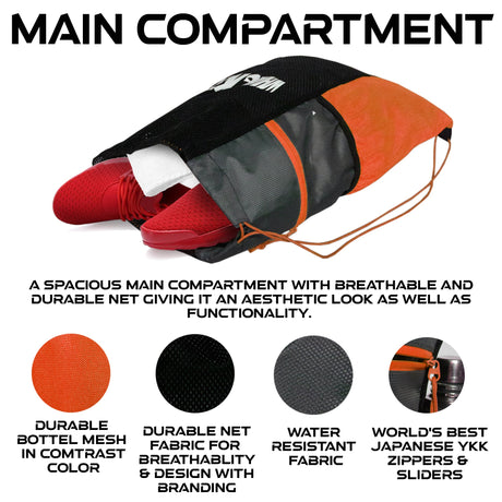 Joss Orange 9L|Sports Bag|Swimming Equipment Bags|Netball Bags|Dry Bags|Drawstring Bag for Shoes & Clothes|Sports Gear|Accessory Pocket |Gym Bag |Tuition Bag|1 Bottle Holder