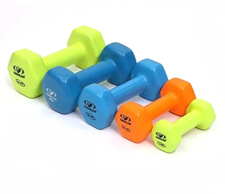 COUGAR Vinyl Hexa dumbbells, Vinyl coated hex shape dumbbells, Dumbbell set for Fitness, Strength Training & Home Gym Exercise 1 Pair 