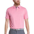 FootJoy Men's Heather Lisle Lattice Print Trim Golf Polo - Pink Lemonade
