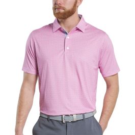 Footjoy Men's Citrus Print Lisle Polo - Pink Lemonade/Skyway