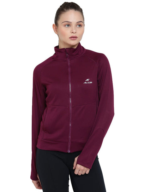 Alcis Women Maroon Solid Sporty Jacket 346WJK331 | Alcis