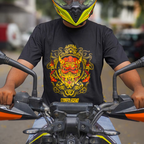 Hanya Mask  - Round Neck T-Shirt - Black | 100kmph