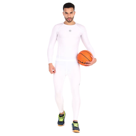 Recharge Polyester Compression Top Full Sleeve (White)