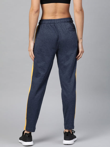 Alcis Women Navy Blue Mustard Yellow Solid Slim Fit Solid Track Pants | Alcis