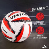 Vector X 18 Panel Flame Rubber Hand Stitched Indoor/Outdoor Volleyball with Latex Bladder, White-Red-Blue, Size: 4 (Suitable for Practice/Match/Beach) + Free Air Needle