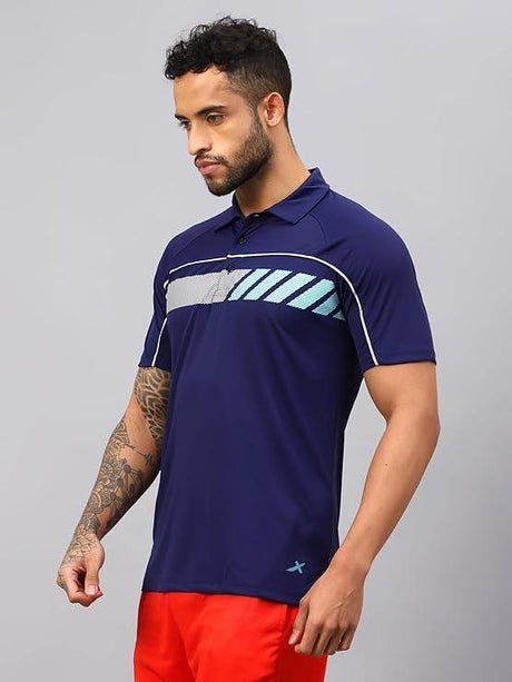 Vector X Mens Printed Polo Collar Neck Stylish Polyester T-Shirts