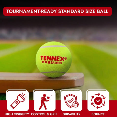 Cricket Tennis Ball Premier Heavy Weight (Pack of 6) - Small Ground Overarm | Tennex
