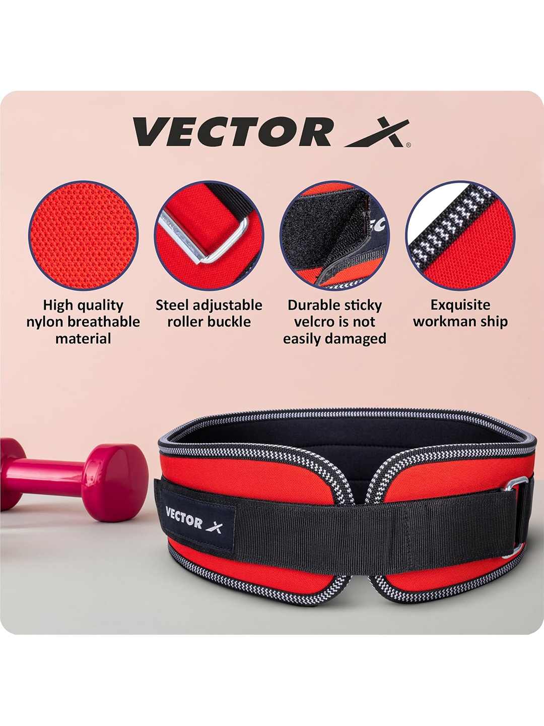 Vector X Level Up 5 Inch Weight Lifting Gym Belt Quick Locking Gym Belt Fitness Weightlifting Belt for Squats, Weightlifting and Strength Training
